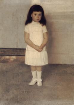 費爾南德 赫諾普夫 A Portrait of a Standing Girl in White